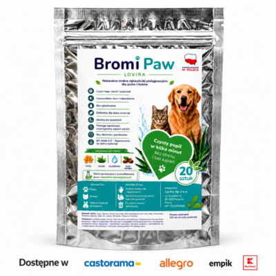 Bromi Paw™ — Nawilżane Rękawice Pielęgnacyjne dla Psa i Kota